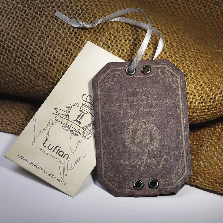 Custom Vintage Jeans Hang Tag For Clothing Recycled Thickness Kraft Paper Private Brand Name Logo Printed Kraft Tags