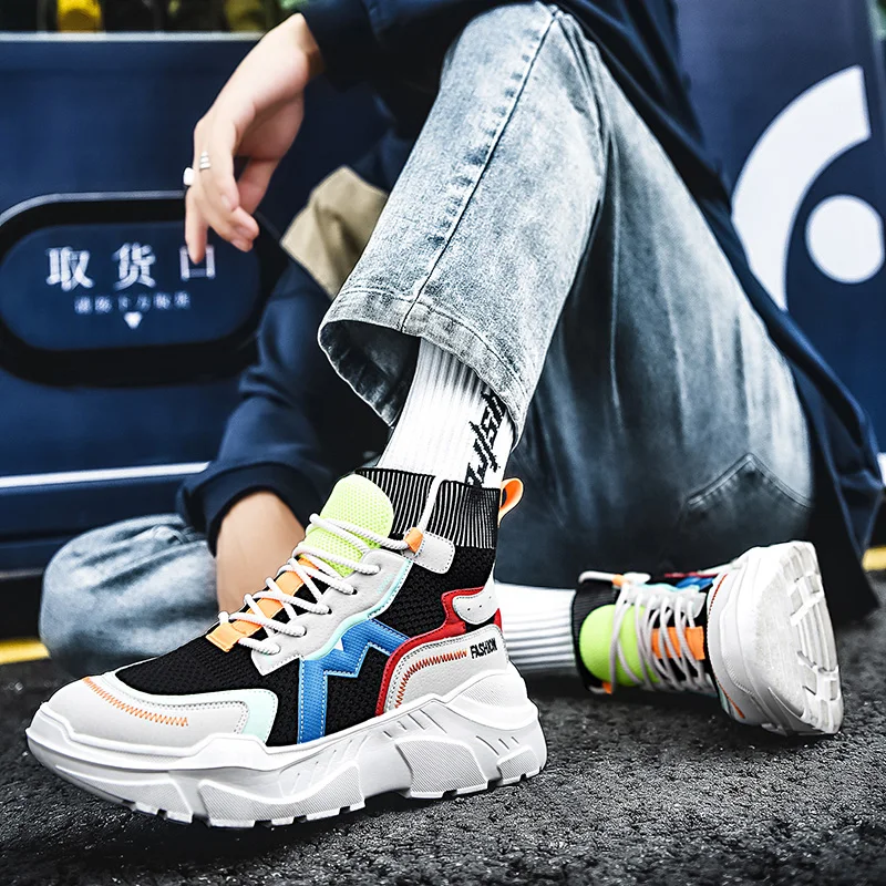 Flying Woven Height Increasing Leisure Mens Custom Training Men Fashion Sneakers Comfortable Sports And Outdoor Shoes