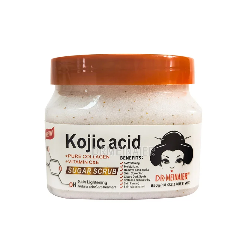 Oem Manufacturer Face Foaming Organic Vegan Sugar Sea Salt Wholesale Kojic Acid Facial Scrub Private Label Whitening Body Scrub