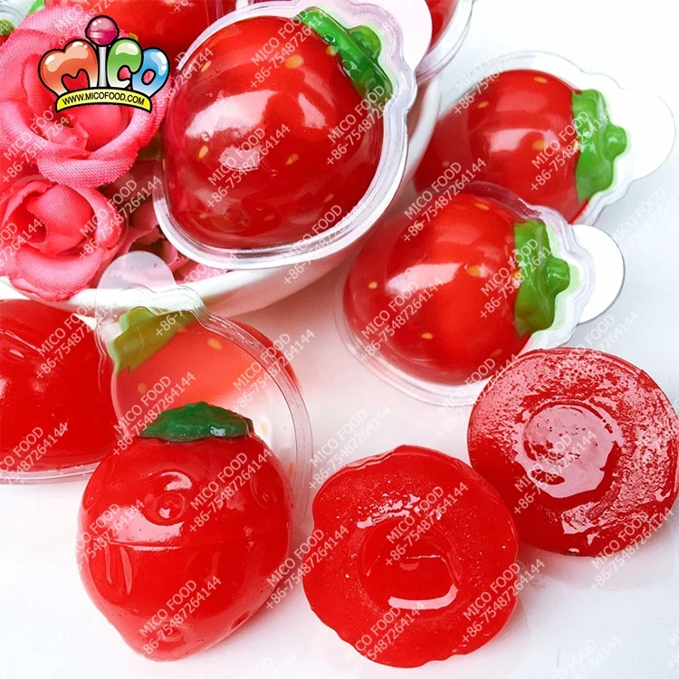 18g Factory Wholesale Gummy Candy Hot Sale Halal 3D Fruit Shape Filling Jelly Soft Gummy Candy