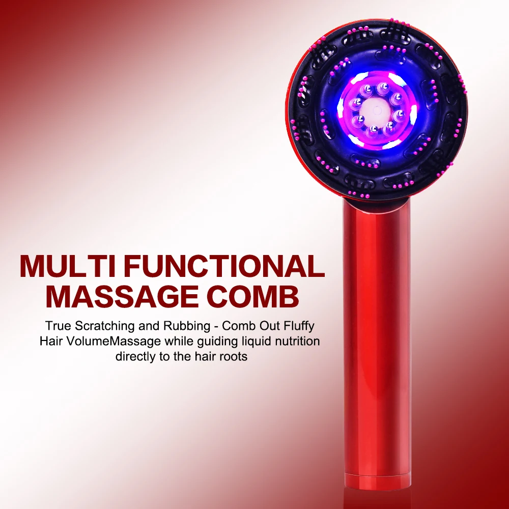 Red Light Hair Scalp Massager Portable Hair Oil Applicator Electric Head Scalp Massage Comb