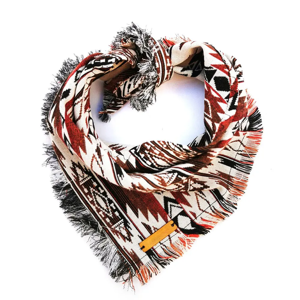 Customized Triangle Pet Bib Adjustable Curved Double Sided Dog Scarf Bandana With Leather Logo