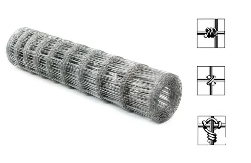 Low Price Galvanized Horse Mesh Rolls Square Deal Knotted Wire Mesh 12-1/2 GA  Non Climb Stay Fence