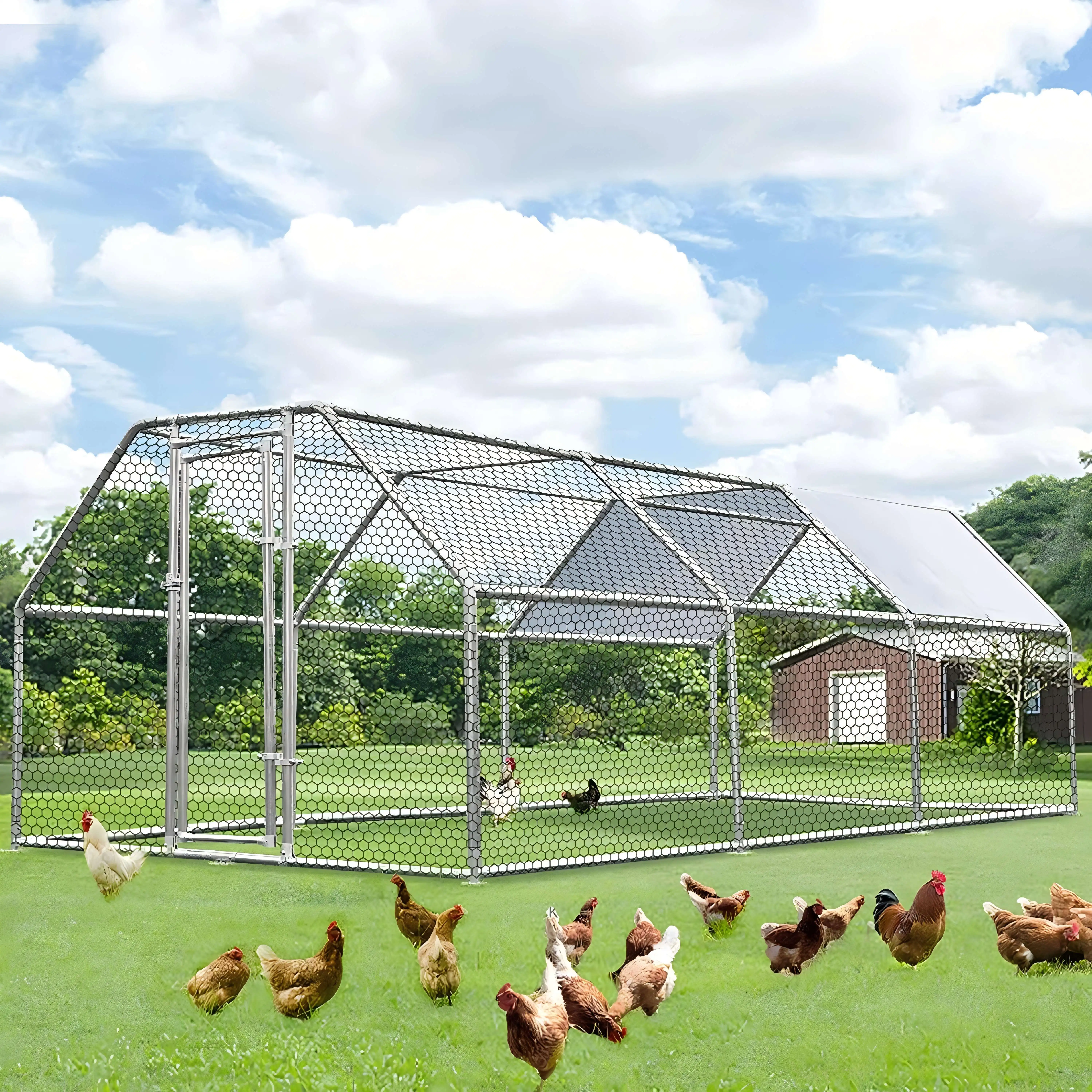 Zinc Galvanized Large A-Type Steel Chicken Coop New Condition Poultry Cage for Layer Chickens for Home Use & Chicken Farm