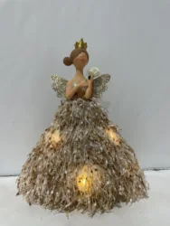 Hot sale Small Wood Christmas Angle Tree Hanging Ornaments With Handmade Plush Doll Windows Hanging Home Holiday Decor