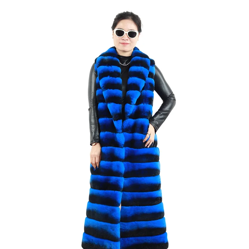 factory wholesale furry winter  stylish soft long turn-down Collar  rex rabbit fur vest for women