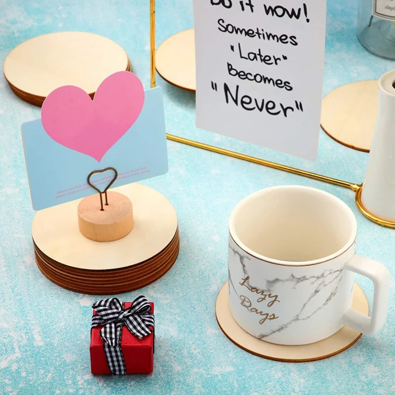 High Quality Wholesale Natural Round Blank Christmas Wooden Pieces Cutout Circle DIY Crafts Wood Discs Baby Monthly Mileston