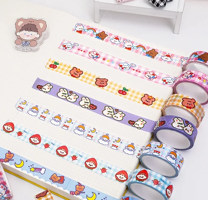 Custom Printing Wholesale cute cartoon washi tape girl washi sticker box decorative journal book with washi tape