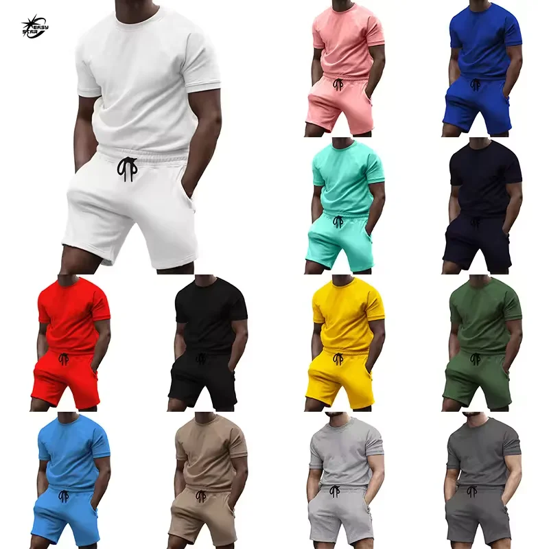 Custom Summer Sportswear Tracksuit T-shirt & Shorts Set For Men Running Custom Men Short Sets  Jogging Suit