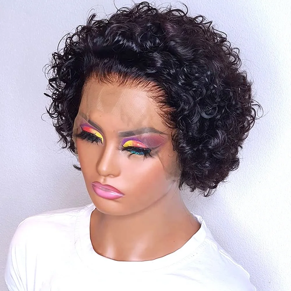 Fuxin Glueless Lace Bob Wigs Pixie Cut Short Hair Wig for Black Women Virgin Cuticle Aligned Hair 13x4 Pixie Wig with Baby Hair
