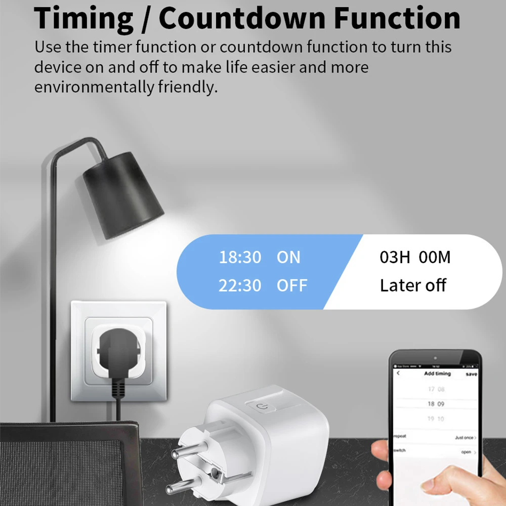 16A Zigbee Smart Plug Socket With Power Energy Monitor EU Multi Plug Tuya APP Control Works With Alexa Google Assistant