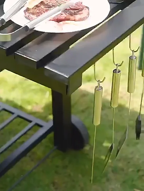 Brenu vertical cast iron chicken cooking charcoal flat table machine iron chimney portable bbq maker grill for outdoor camping