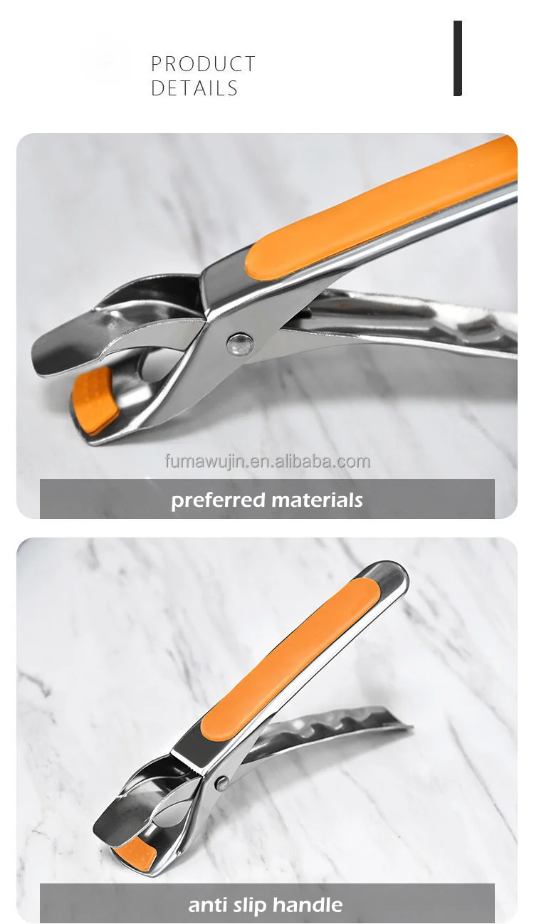 Home and kitchen items cheap easy catch hand held grill clamps food utensils stainless steel tongs