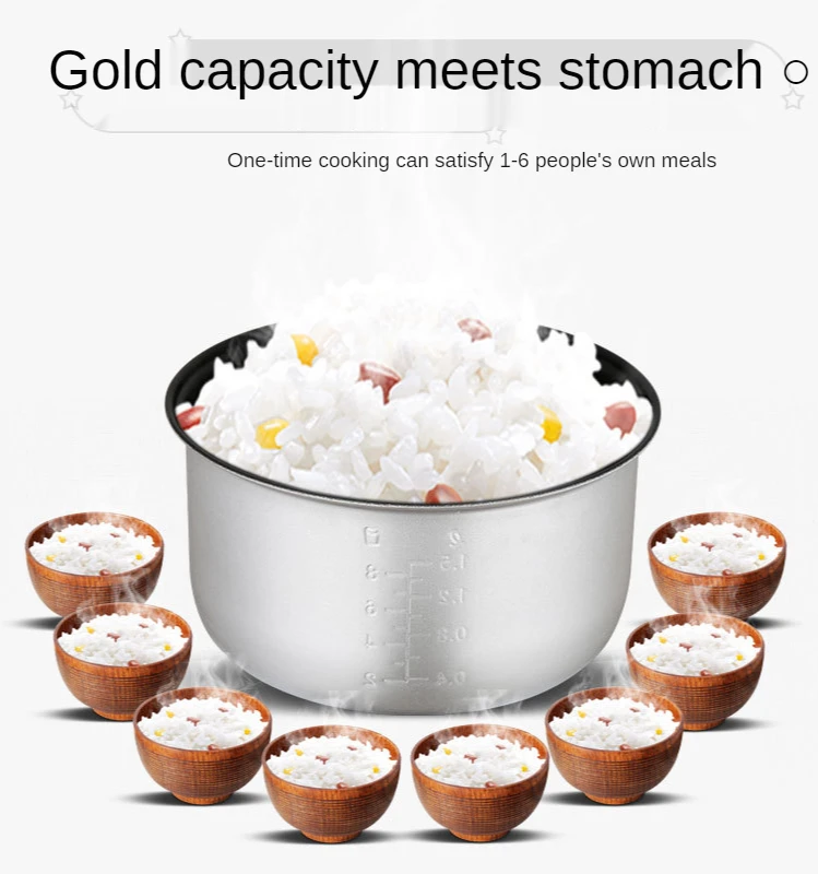 2L Electric Rice Cooker Electric Cake Soup Cooking Machine Household Kitchen Cooker Non-stick Food Steamer Multicooker