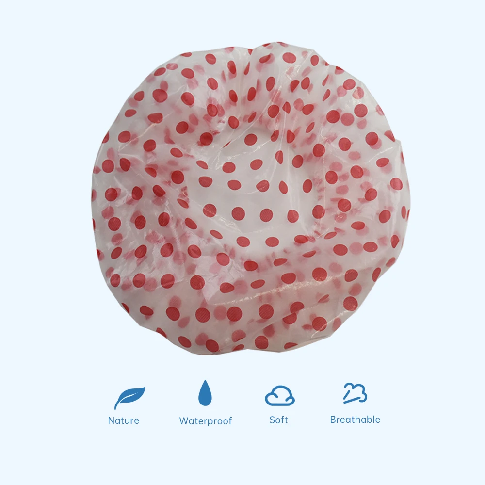 Waterproof Shower Cap Point Bath Hair Cover Elastic Bath Hat Bathing Cap For Women Bathroom Reusable Shower Hat