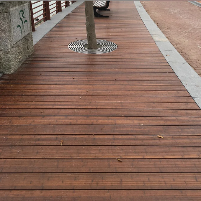 Outdoor Flooring High Density Groove Strand Woven Natural Solid Bamboo Decking Outdoor Carbonized Park Floor Deck in China
