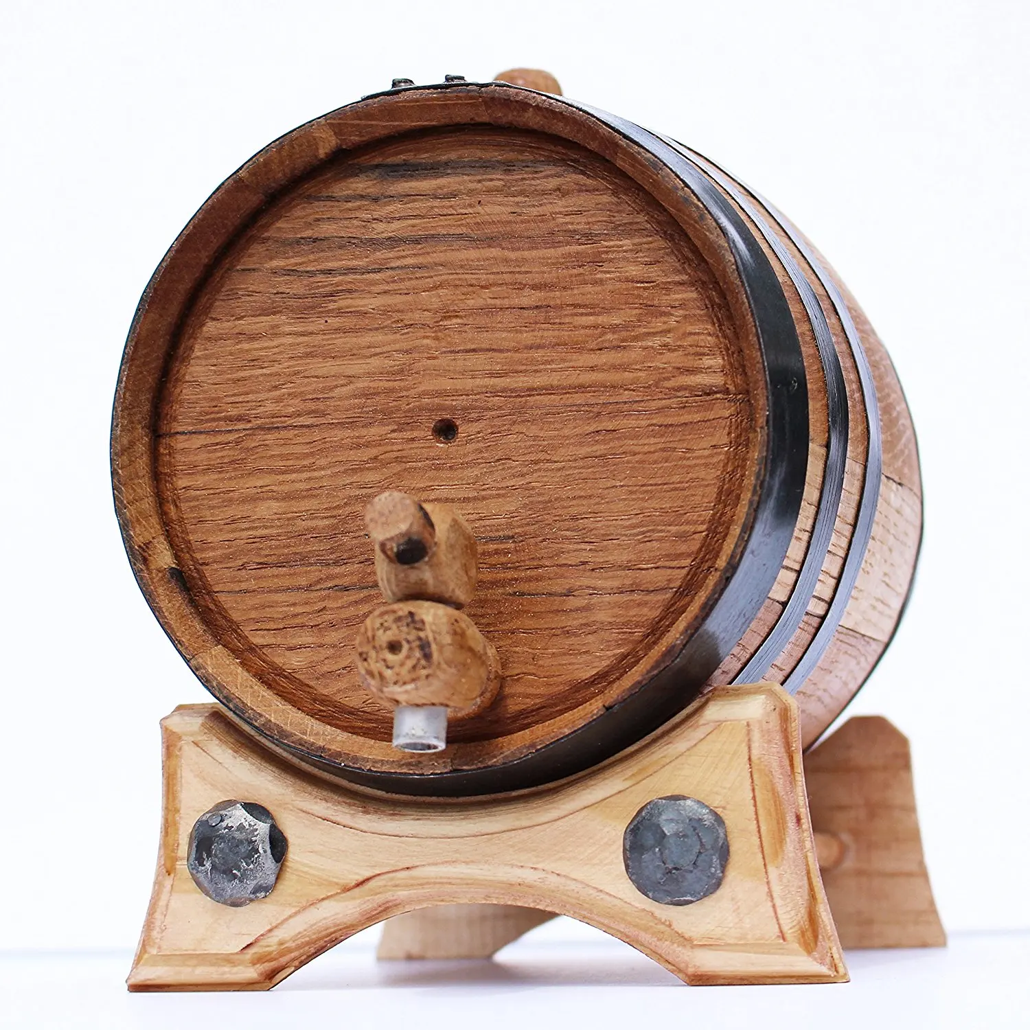 Decorative Aging Oak Barrels Customized Liter Red Wine Dispenser Spirit Beer Storage Wooden Barrel