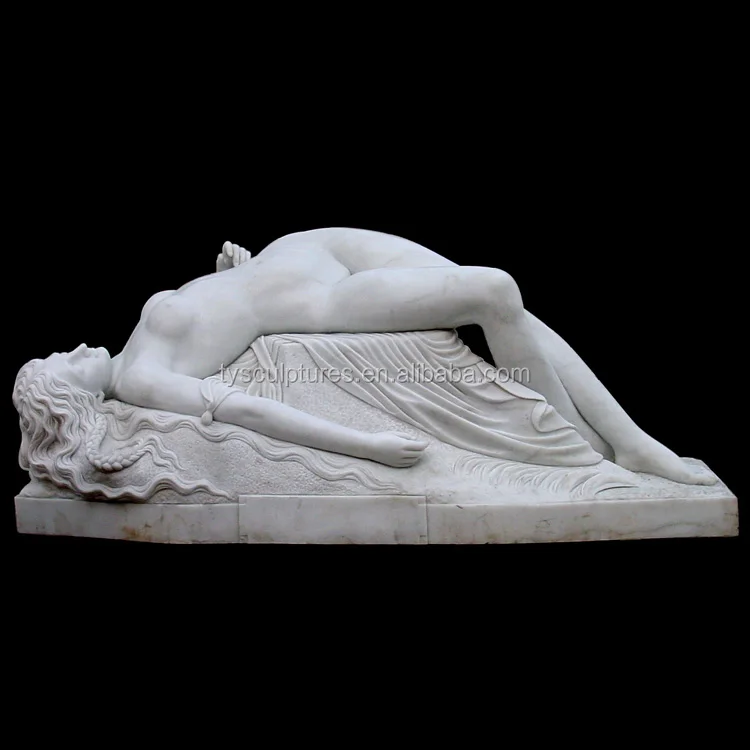 Modern Stone Erotic Sculpture Natural Solid White Marble Lying Sexy Woman Marble Nude Lady Laying Statue