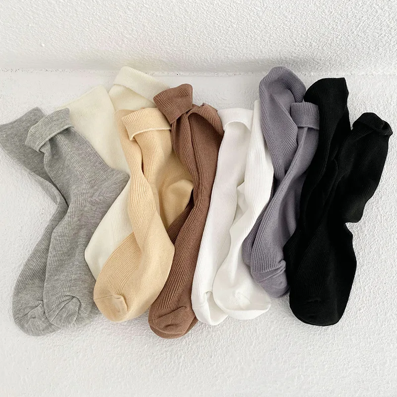 Jingwen OEM Calzini Da Donna Solid Color Warm Vintage Ladies Slouch Socks