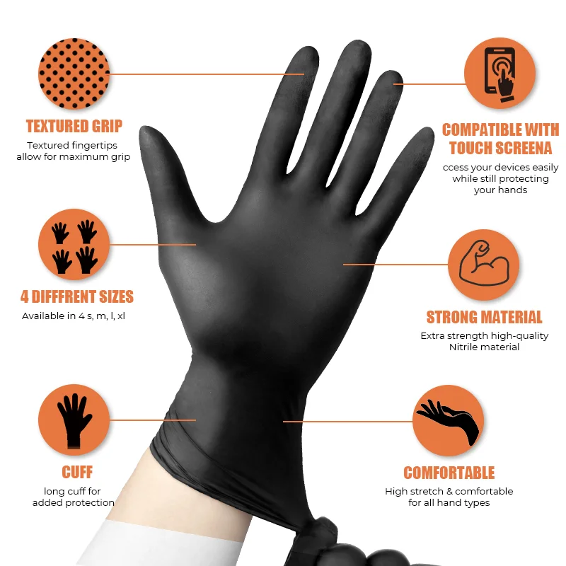 Wholesale Accept OEM 100 Pack Disposable Gloves Nitrile Gloves Powder Latex Free 100% Pure Nitrile Glove