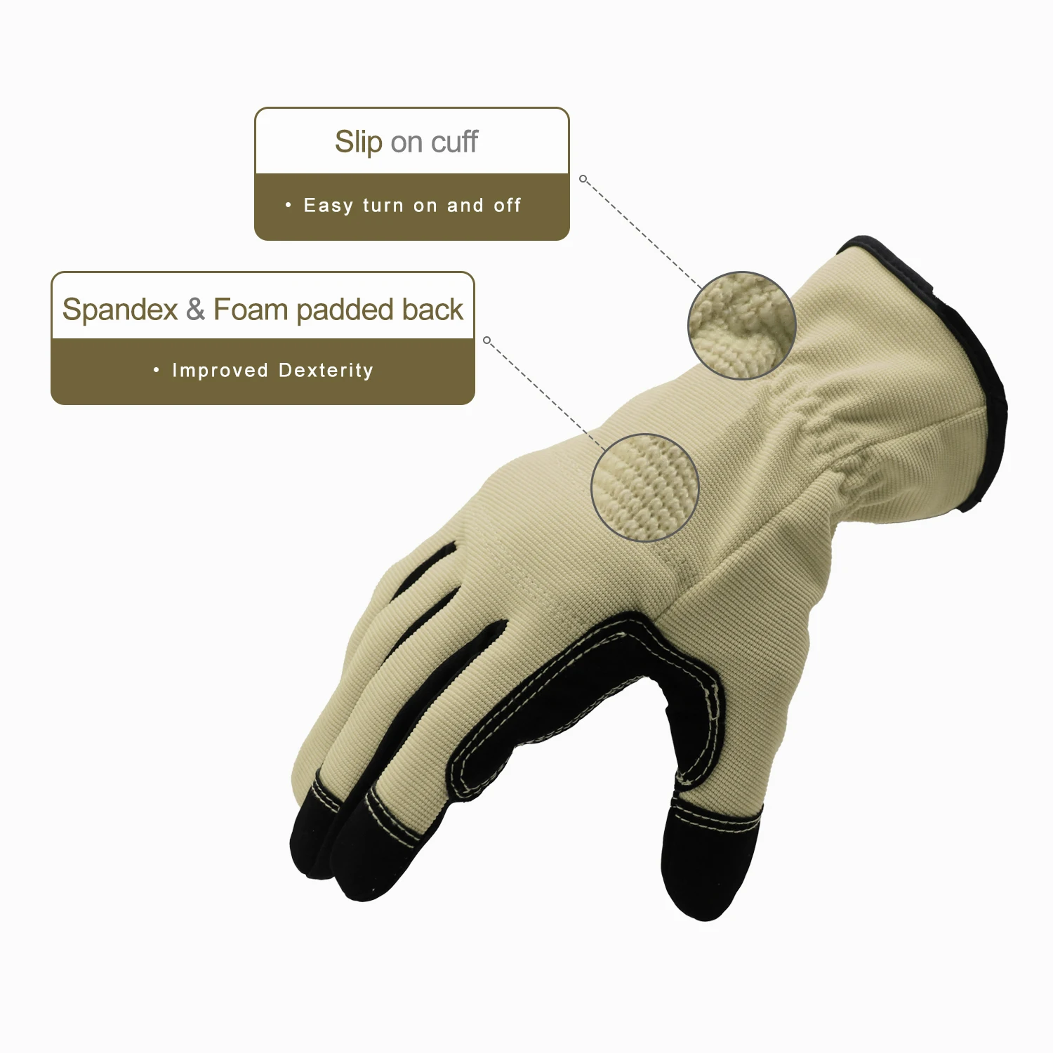 HANDLANDY brown nubuck Vibration-Resistant Repair hand Gloves Gardening Work touchscreen gloves for outdoor