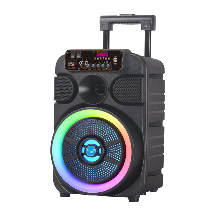 Dual 12 inch Portable party speaker with Led Light deep Bass DJ Karaoke Partybox Bluetooth Speakers with TWS