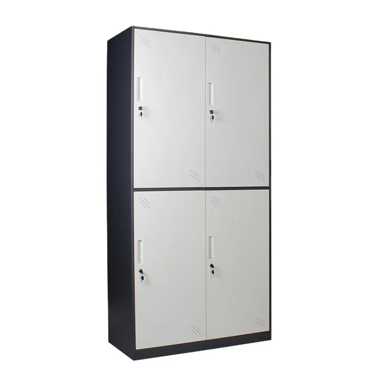 Warehouse Metal Lockers 4 Door Modern Bedroom Wardrobe Gym Closet with Number side