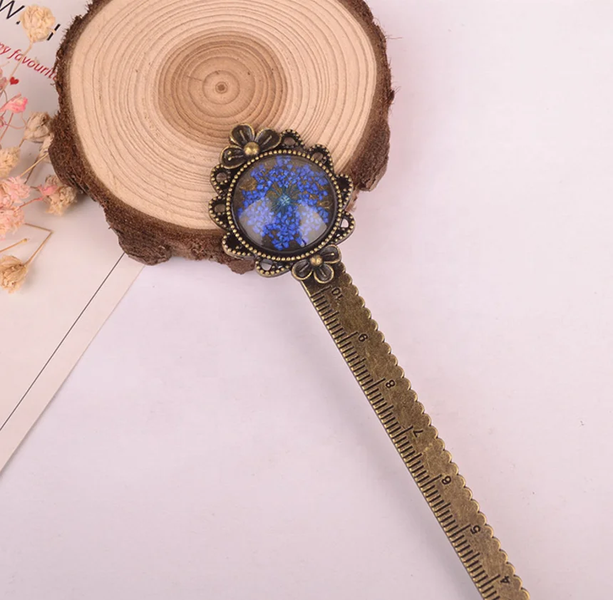 
3d засушенные цветы Luyun, линейка из сплава в стиле ретро, Закладка 