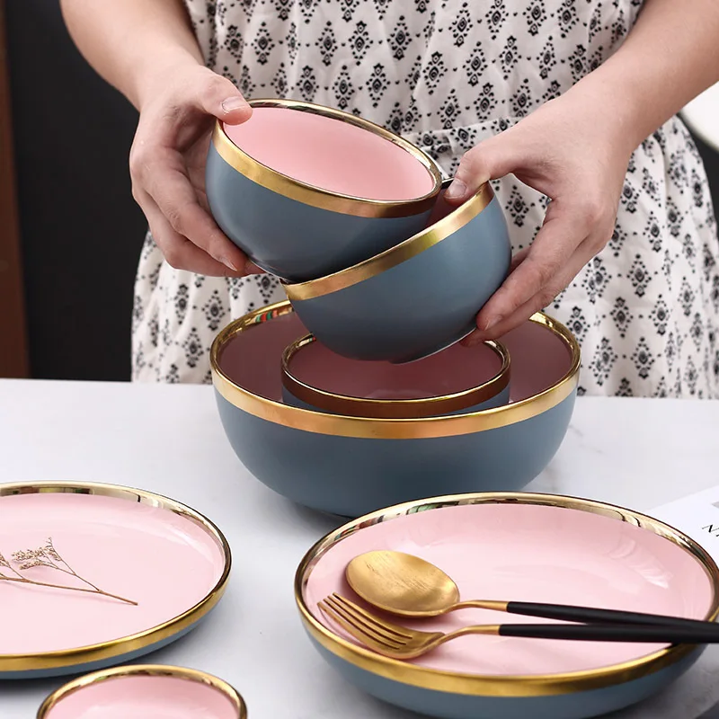 
Nordic Phnom Penh Hotel Restaurant Household 11 Piece Ceramic Plates Dinnerware Tableware Set 