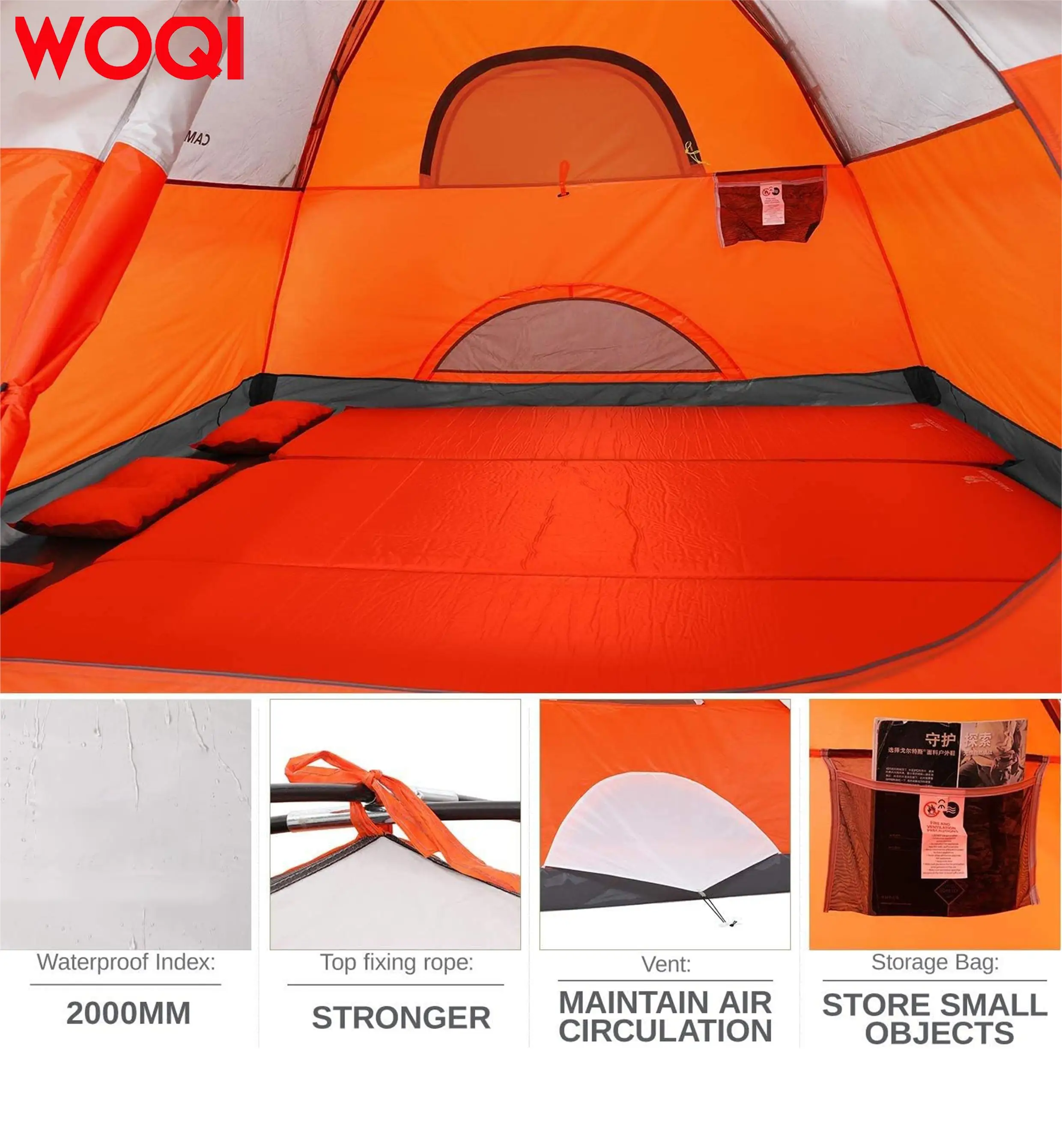 WOQI camping dome tent, waterproof, spacious, and lightweight