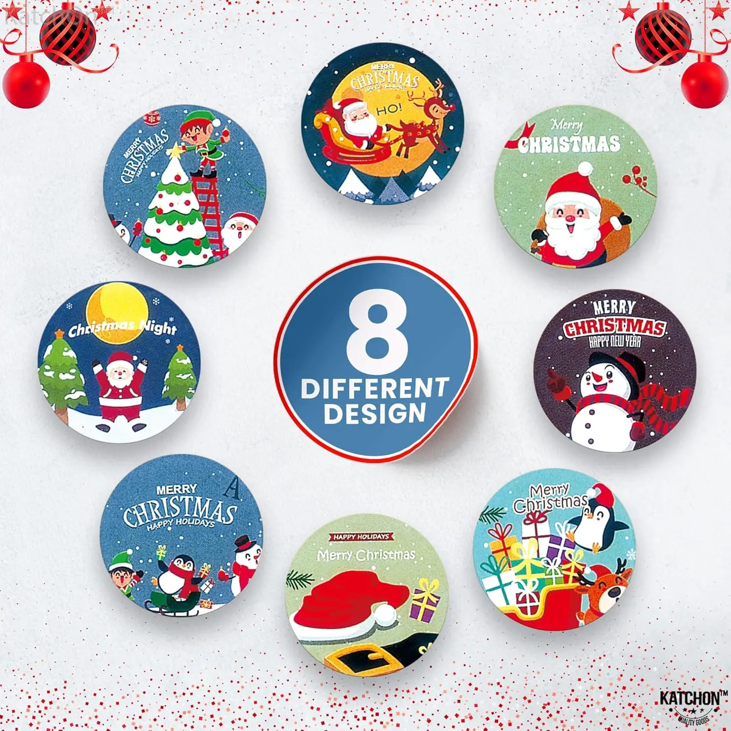 Custom Christmas Stickers Holiday Stickers for Card Envelope Adhesive Christmas Label Stickers for Awarding Kids