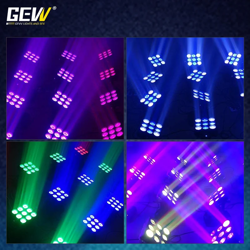 GEVV 3x3 matrix led moving head light 9x12w dmx moving head matrix beam