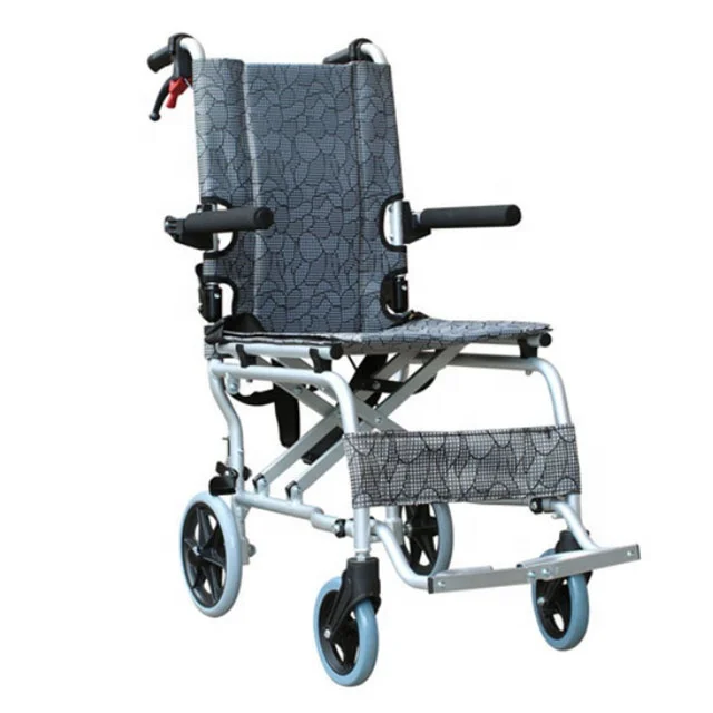 Hospital eldery people height adjustable manual foldable wheelchair chair with wheels foot and nylon seat