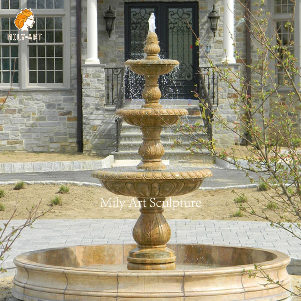 Wholesale Custom Natural Stone Simple Tier Marble Water Fountain For Backyard