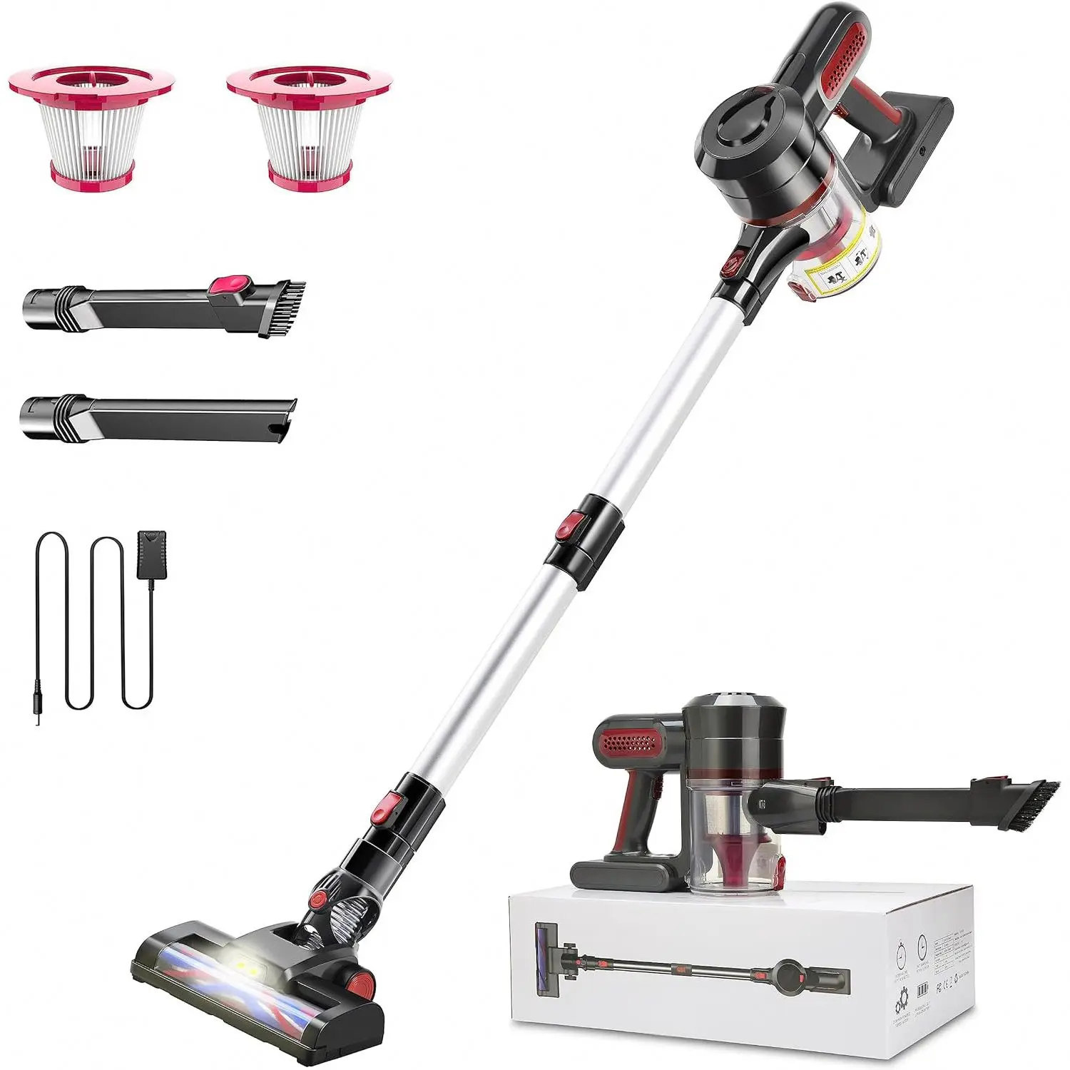 200W Brushless Motor Battery Operated Bagless 22Kpa Cyclone Powerful Suction Portable Cordless Stick Vacuum Cleaner for Home