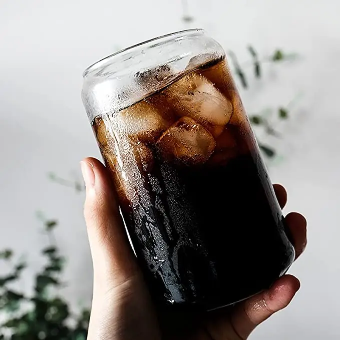 Hot Sale Sublimation 16oz 20oz Libbey  Beer Can Shaped Drinking Glasses Mugs Cups with Bamboo Lid and Glass Straw