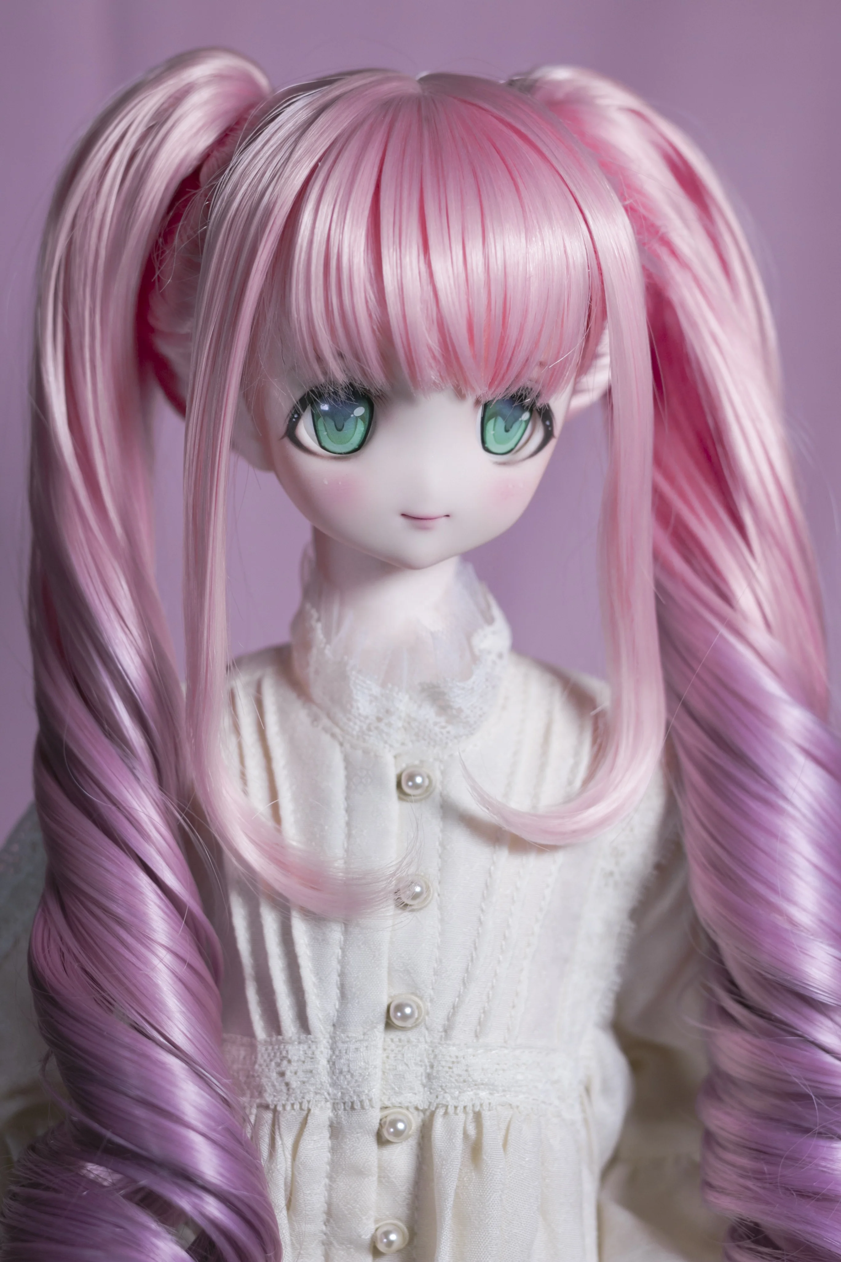 Heat Resistant Fiber Doll Wigs 1/3 1/4 1/6 8-9 inch 7-8' 6-7' Customize BJD SD Hair For Dollfie DIY Tress Pigtails Pink Purple