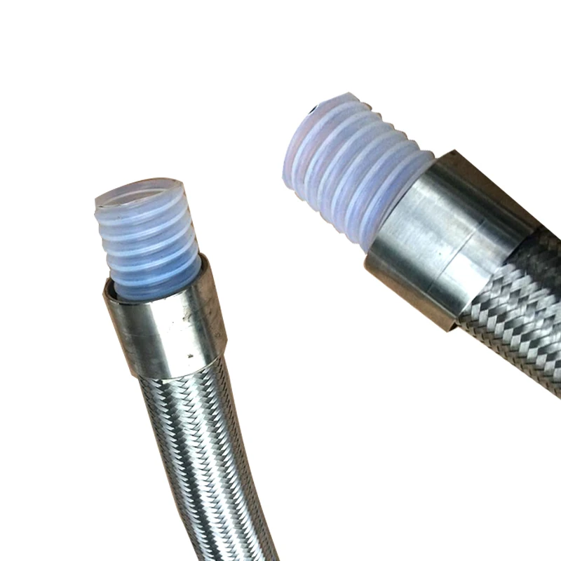 Clear White Virgin Extruded PTFE Bellows 304 Stainless Steel Super Flow Sleeved Flex Bellow