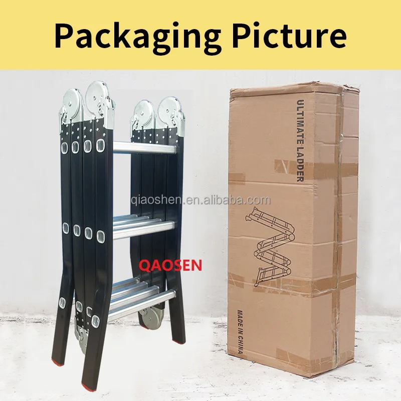 Multi-Functional Ladder Big Hinge Black Oxidation Outer Eight Feet with Iron Plate