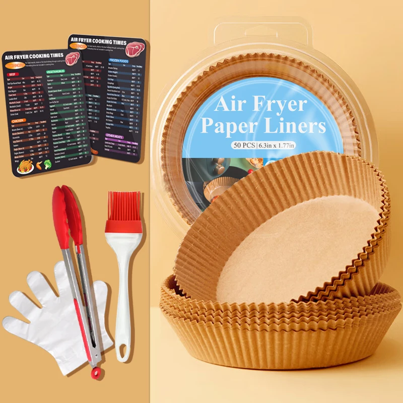Air Fryer Disposable Parchment Paper Liner Oil-proof Paper Tray Non-Stick Baking Mat Air Fryer Accessories SquareRound