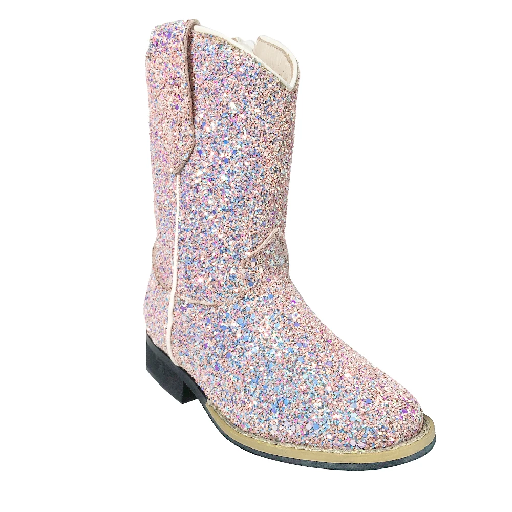 2025 оптовая продажа блестящие ковбойские сапоги для девочек удобные милые дизайнерские верховой езды детские высокого качества