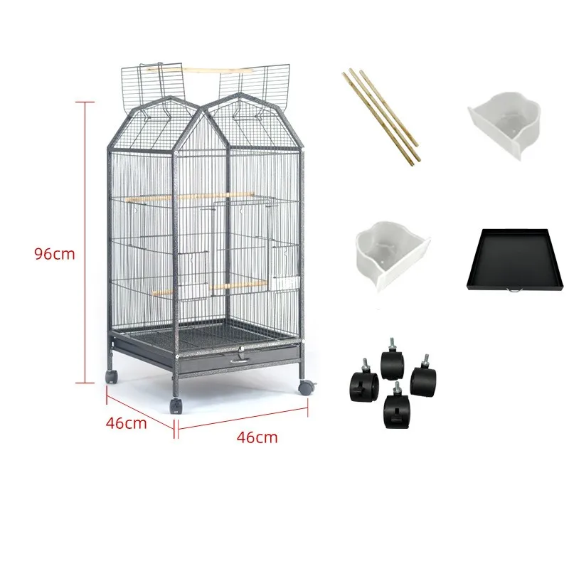 2023 Custom Electroplated Wire Folding Pigeon Parrot Birds Breeding Cage New Large Simple Portable Canary Bird Cage