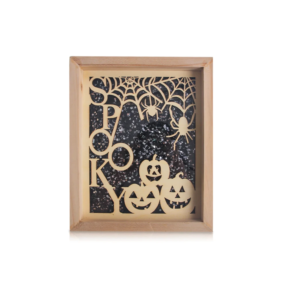 Woodcarving halloween sequin photo frame wooden halloween decoration