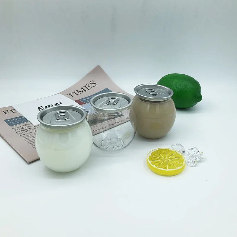 New design ball shape juice bottle  pet plastic can with easy open lid