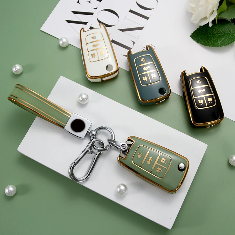 Personalized design car four button key cover for Chevrolet Malibu folding key