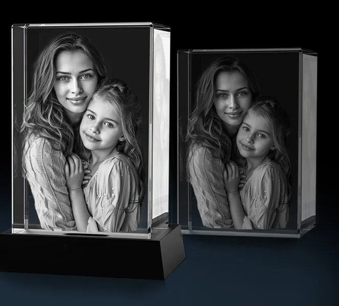 K9 crystal 3D Personalized Photo 3D Laser Crystal Personalized Etched Engrave Crystal cube with led light base