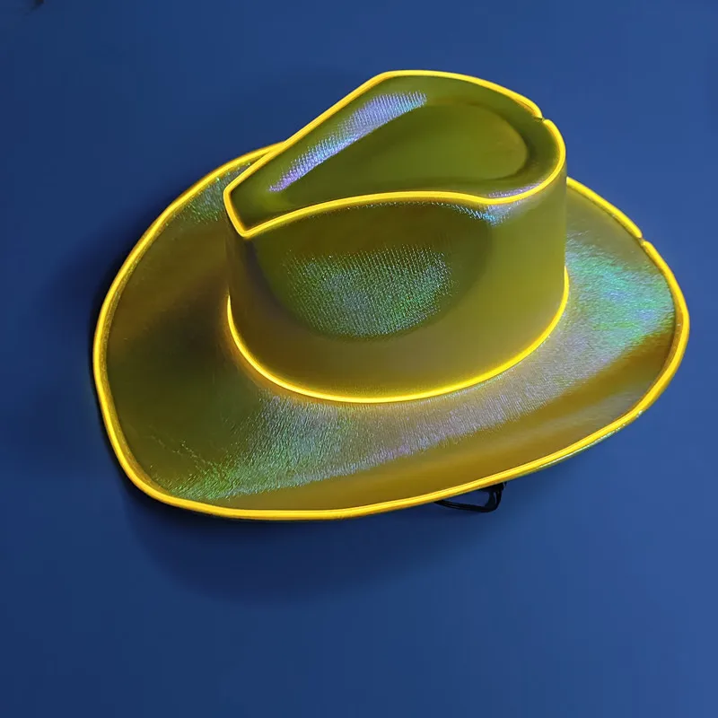 Handmade Bull Light Up Cowboy Hat Flashing El Wire Colorful Party Caps Wholesale Party Fashion Sequin Glow Hat