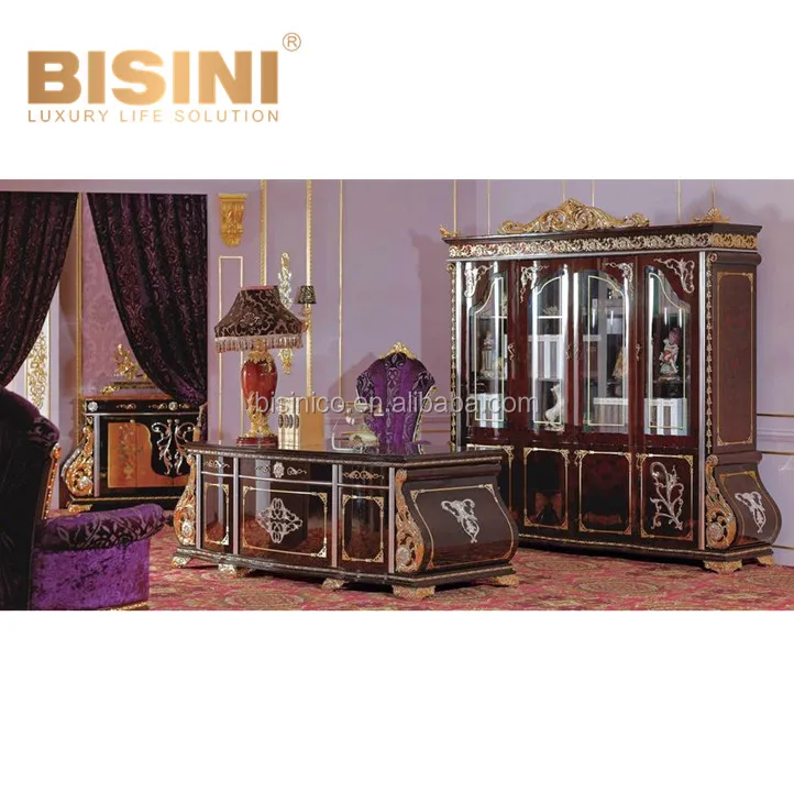 Vintage Design 24K Gilded 4-Door Wine Glass Display Cabinet, Italy Bronze Furniture Dinning Room Wooden Cupboard