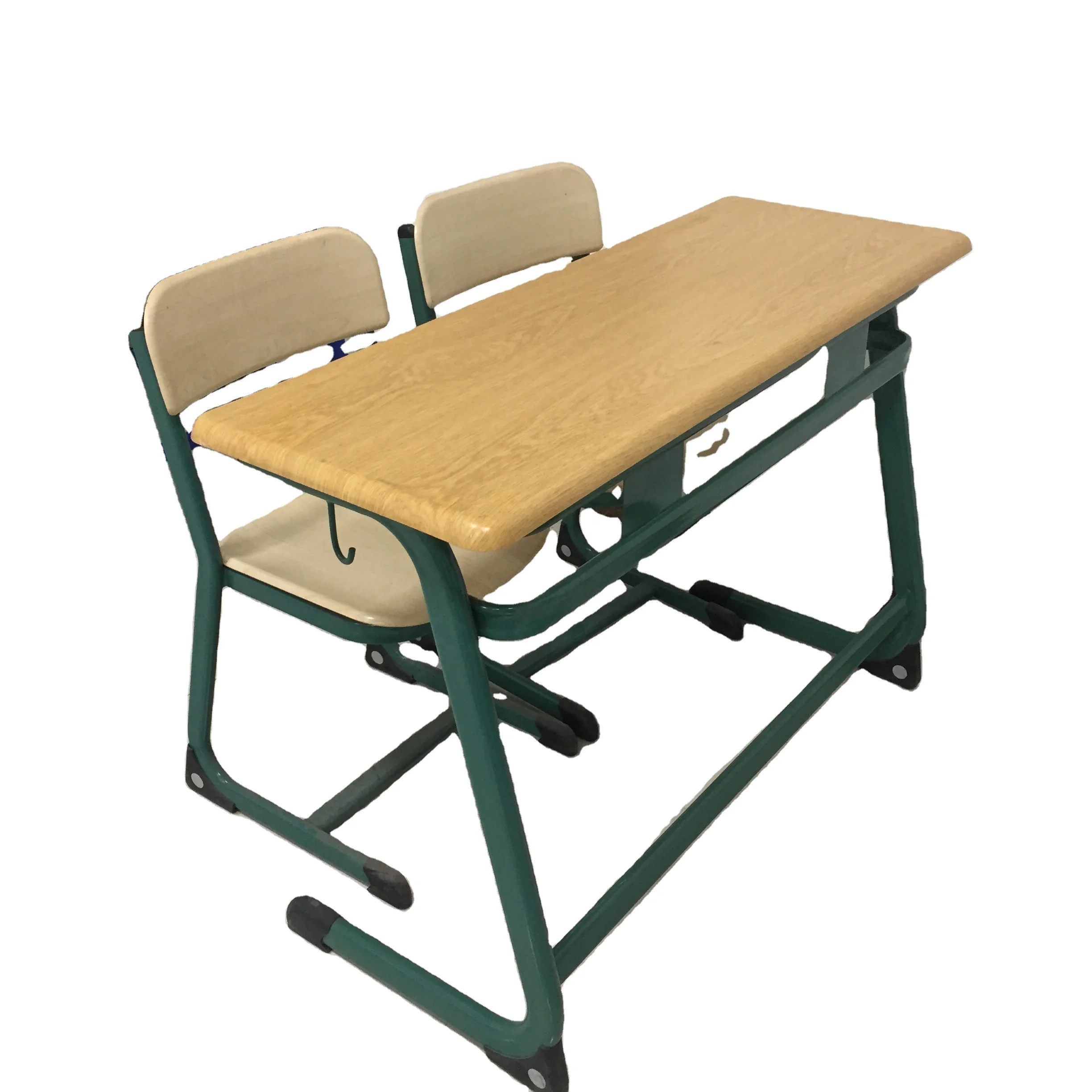 2 persons Primary school classroom children plastic student desk and chair made in guangzhou