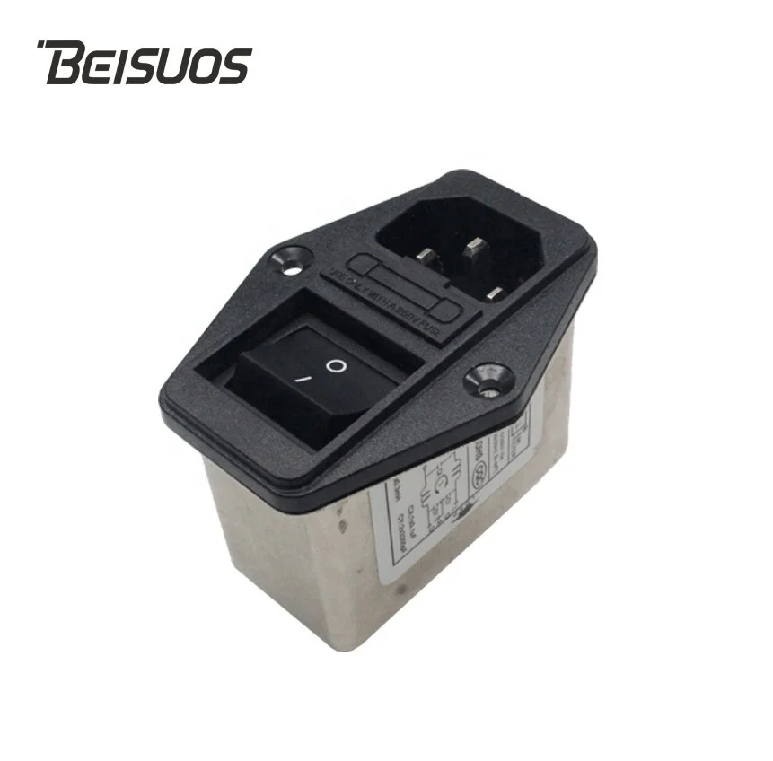 Винтовой монтаж IEC C14 AC socket 10A EMI filter double fuse с переключателем